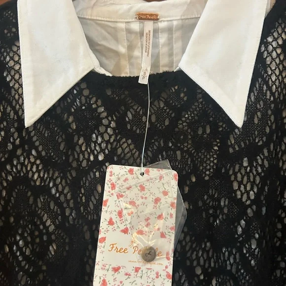 NWT Free People 2 fer 1 Black Comb Dress Size Small - Picture 3 of 10